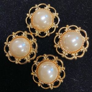 3/$20. Gold tone with pearl tone Vintage button covers